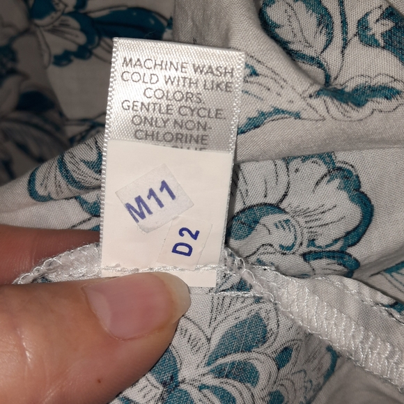 J.JILL Floral Cabana Dress Blue & White Boho Beach Organic Cotton Resort Vacay M - Picture 7 of 12